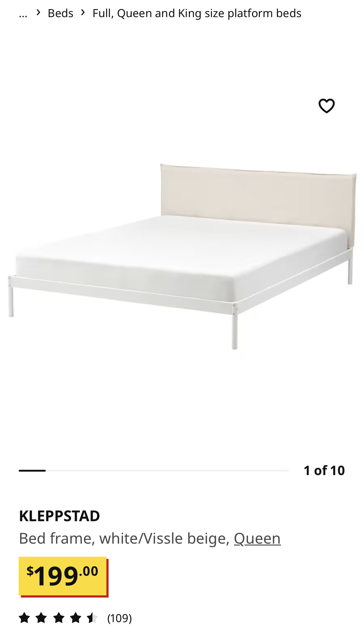 IKEA Queen size bed frame and mattress