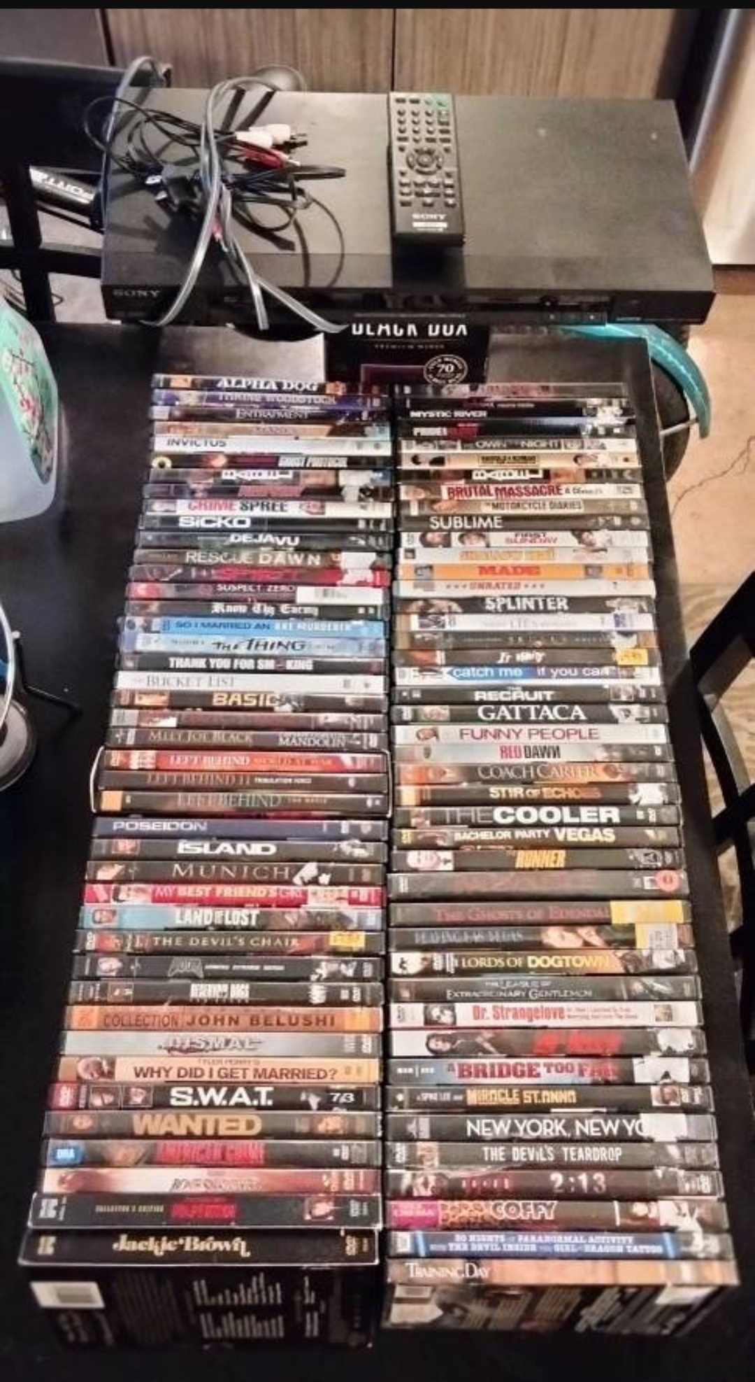 (85) DVDs Assorted Lot + SONY DVD Player w/ Remote Control & RCA Cables  For Sale!!!